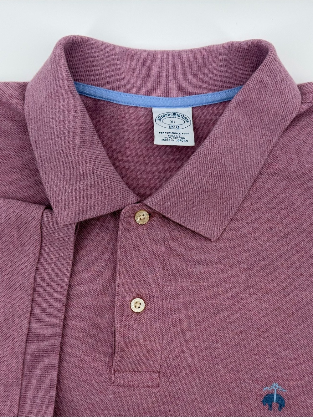 Brooks Brothers Men's XL Heathered Plum performance Polo Shirt with Logo